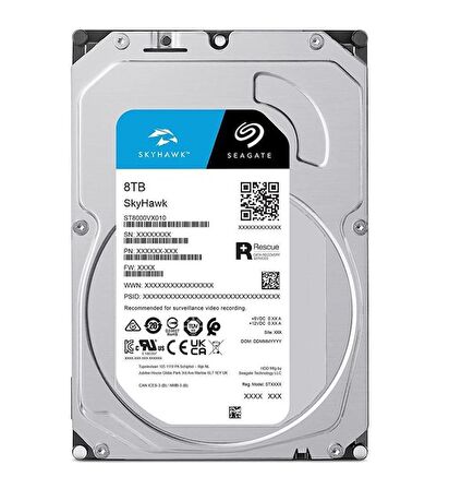 Seagate Skyhawk ST8000VX010 Sata 3.0 3.5 inç 8 TB Harddisk