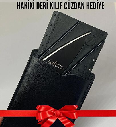 Kamp Bıçağı - Deri Kılıf Hediyeli Cüzdanda Taşınabilir Kredi Kartı Şeklinde Kart Bıçak