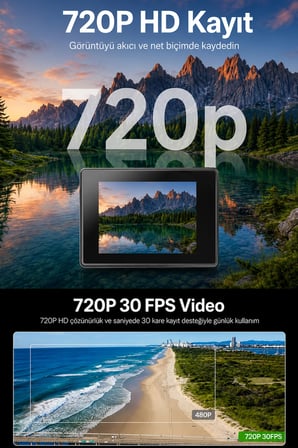 Mini Aksiyon Kamerası Seti HD 720P Bisiklet Motosiklet Kask Kamerası Webcam Özellikli