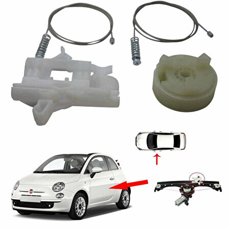 Fiat 500 İle Uyumlu Ön Sol Cam Krikosu Tamir Set 2007-2019 68070267AD