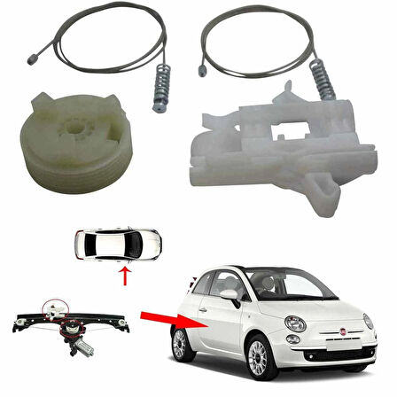 Fiat 500 İle Uyumlu Ön Sağ Cam Krikosu Tamir Set 2007-2019 68070267AD