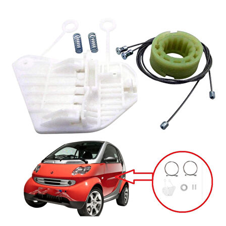 Smart Fortwo MK1 450 1998-2007 2/3-Kapı Hatchback Coupe Cabrio Convertible C0002702V001 İçin Elektrikli Ön Sol Kapı Cam Kriko İndirme Kaldırma Mekanizması Tamir Seti