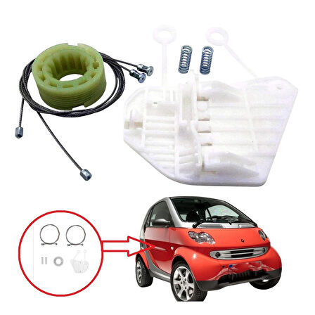 Smart Fortwo MK1 450 1998-2007 2/3-Kapı Hatchback Coupe Cabrio Convertible C0002702V001 İçin Elektrikli Ön Sağ Kapı Cam Kriko İndirme Kaldırma Mekanizması Tamir Seti 