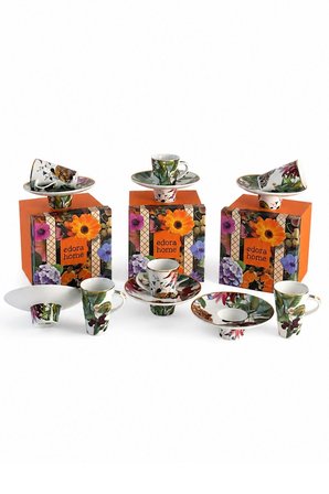 Türk Kahvesi Fincan Takımı İçe Geçmeli Safari Bloom 6 Kişilik 12 Parça