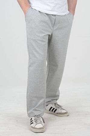 Erkek Double Paça Beli Lastikli Relax Fit Battal Boy Jogger Pantolon Gri Edw037