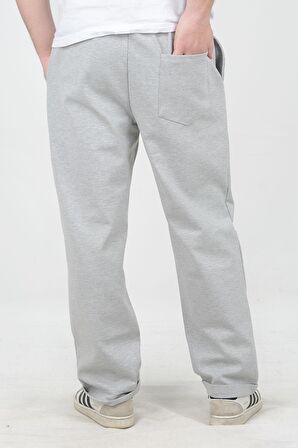 Erkek Double Paça Beli Lastikli Relax Fit Battal Boy Jogger Pantolon Gri Edw037