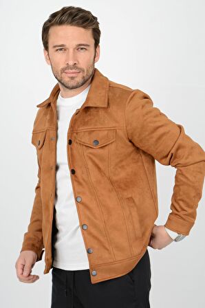 Erkek Slim Fit Cepli Nubuk Ceket Kahverengi Edw081