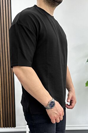 Erkek Normal Kalıp Çizgili Tişört Siyah Edw108