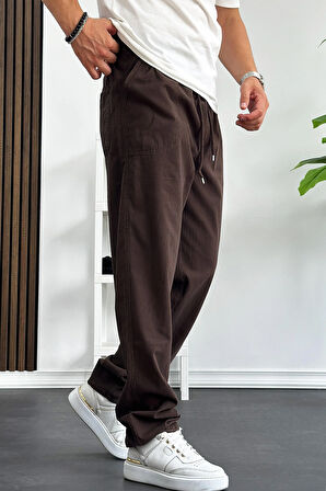 Erkek Baggy Kalıp Pantolon Kahverengi Edw130