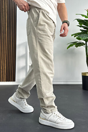 Erkek Baggy Kalıp Pantolon Bej Edw130