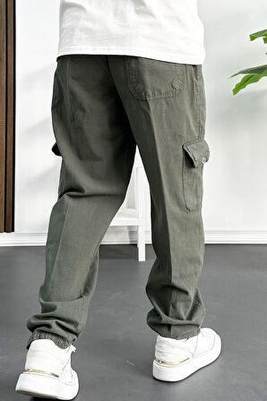 Erkek Baggy Kalıp Kargo Cepli Pantolon Yeşil Edw131