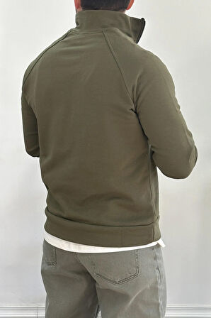 Erkek Yarım Fermuarlı Sweatshirt Yeşil Edw212