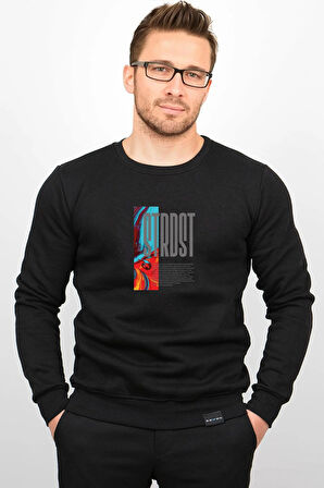 Üç Iplik Şardonlu Baskılı Kapüşonlu Sweatshirt M11 Edw213