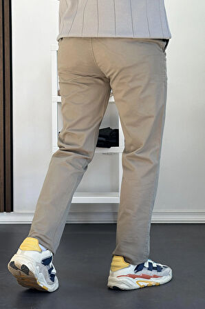 Erkek Pamuklu Chino Pantolon Standart Kalıp Yeşil Edw225 