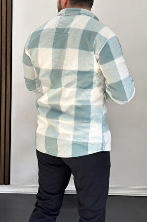 Erkek Slim Fit Polar Gömlek Yeşil Edw227