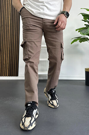 Erkek Regular Kargo Cepli Pantolon Kahverengi Edw232
