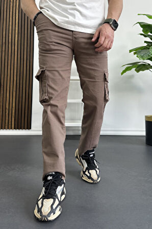 Erkek Regular Kargo Cepli Pantolon Kahverengi Edw232
