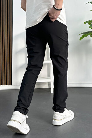 Erkek Slim Fit Cepli Paraşüt Pantolon Siyah Edw240