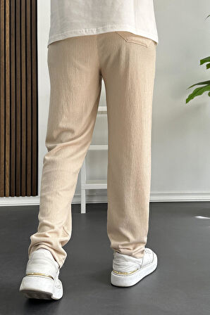 Erkek Rahat Kalıp Yazlık Pantolon Krem Edw269