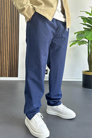 Erkek Beli Lastikli Baggy Rahat Pantolon Lacivert Edw359