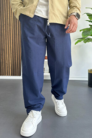 Erkek Beli Lastikli Baggy Rahat Pantolon Lacivert Edw359