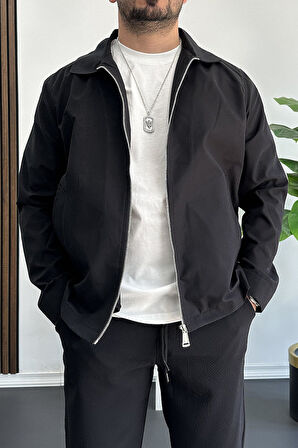 Erkek Oversize Trenç Ceket Mevsimlik Siyah Edw360