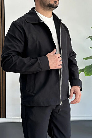 Erkek Oversize Trenç Ceket Mevsimlik Siyah Edw360