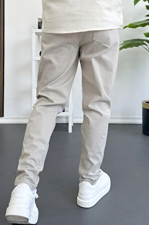 Erkek Dar Paça Jogger Pantolon Bej Edw384
