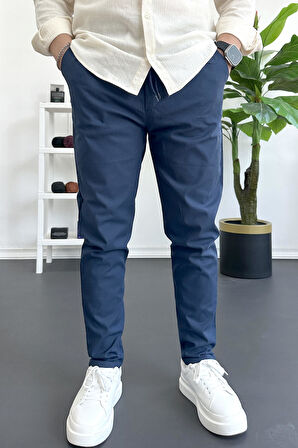 Erkek Dar Paça Jogger Pantolon Lacivert Edw384