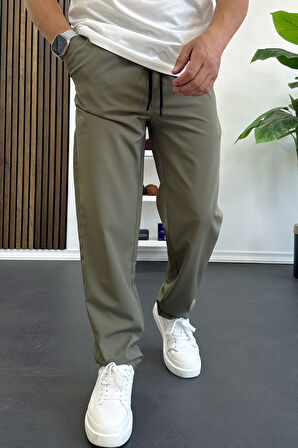 Erkek Beli Lastikli Jogger Pantolon Yeşil Edw394