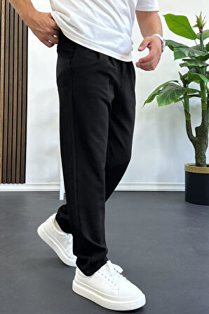 Erkek Rahat Kalıp Pileli Pantolon Siyah Edw402