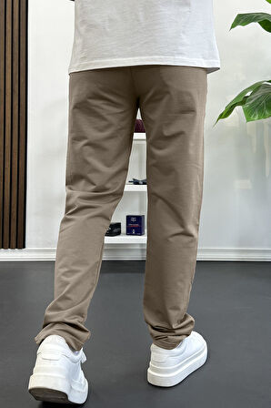 Erkek Regular Fit Düz Paça Eşofman Altı Kahverengi Edw405