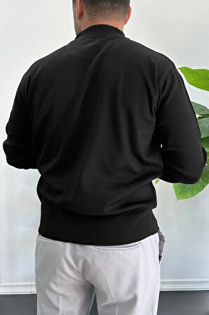 Erkek Yarım Balıkçı Normal Kalıp Kazak Siyah Edw409