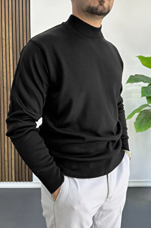 Erkek Yarım Balıkçı Normal Kalıp Kazak Siyah Edw409