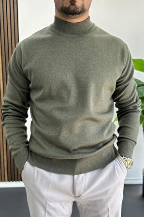 Erkek Yarım Balıkçı Normal Kalıp Kazak Yeşil Edw409