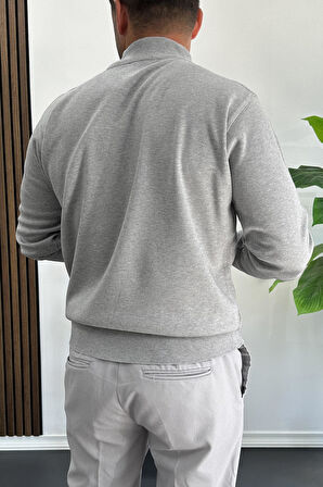 Erkek Yarım Balıkçı Normal Kalıp Kazak Gri Edw409