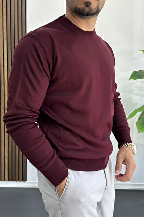 Erkek Bisiklet Yaka Normal Kalıp Kazak Bordo Edw410