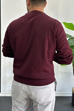 Erkek Bisiklet Yaka Normal Kalıp Kazak Bordo Edw410