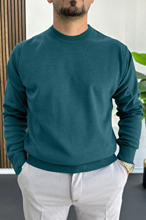 Erkek Bisiklet Yaka Normal Kalıp Kazak Petrol Edw410