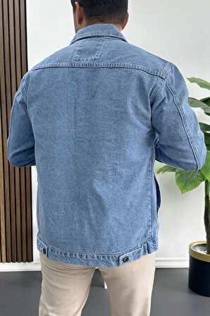 Erkek Slim Fit Kot Ceket Mavi Edw414