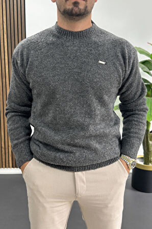 Erkek Bisiklet Yaka Buklet Kumaş Kazak Antrasit Edw419