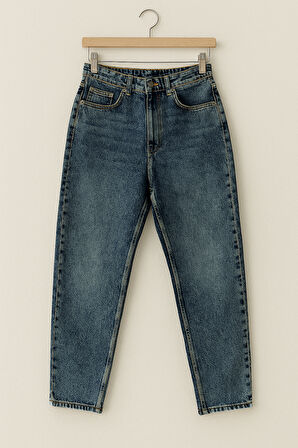 Erkek Boyfriend Geniş Kesim Kot Pantolon Lacivert Edw425