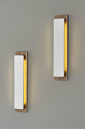 Ahşap Pilli Aplik Duvar Aydınlatması (AÇIKMEŞE- BEYAZ)-günışığı 1 Adet