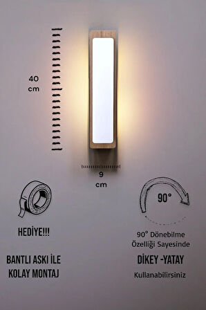 Ahşap Pilli Aplik Duvar Aydınlatması (AÇIKMEŞE- BEYAZ)-günışığı 1 Adet