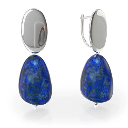 Gümüş Lapis Lazuli Küpe – Tideset