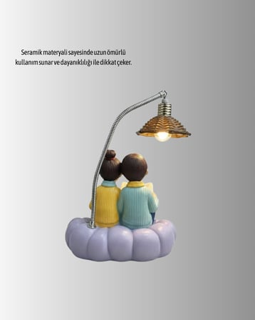 Okuyan Çift Figürlü Dekoratif Gece Lambası Hediye Seçeneği