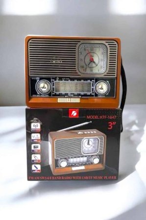 Ahşap Görünümlü Retro Bluetooth Radyo USBAUX Ve SD Kart Girişli