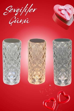 Sevgililer Günü İçin Hediye Kristal Lamba Sevgiliye Hediye USB Şarjlı Gece Lam