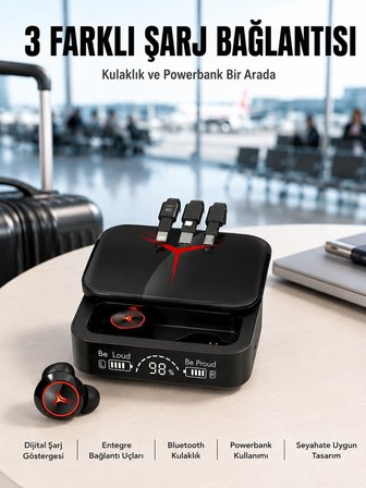 Tws Powerbank Kutulu Dijital Göstergeli Bluetooth Kulaklık Kablosuz Kulakiçi Kula
