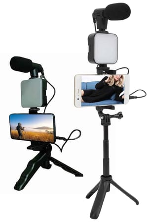 Telefon Tutucu Led Işıklı Kumandalı Mikrofon Telefon Vlog Video Kayıt Yeni Nesi